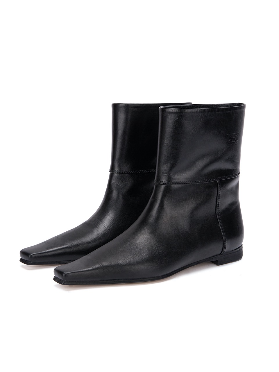 POINTED TOE ANKLE BOOTS_black plain